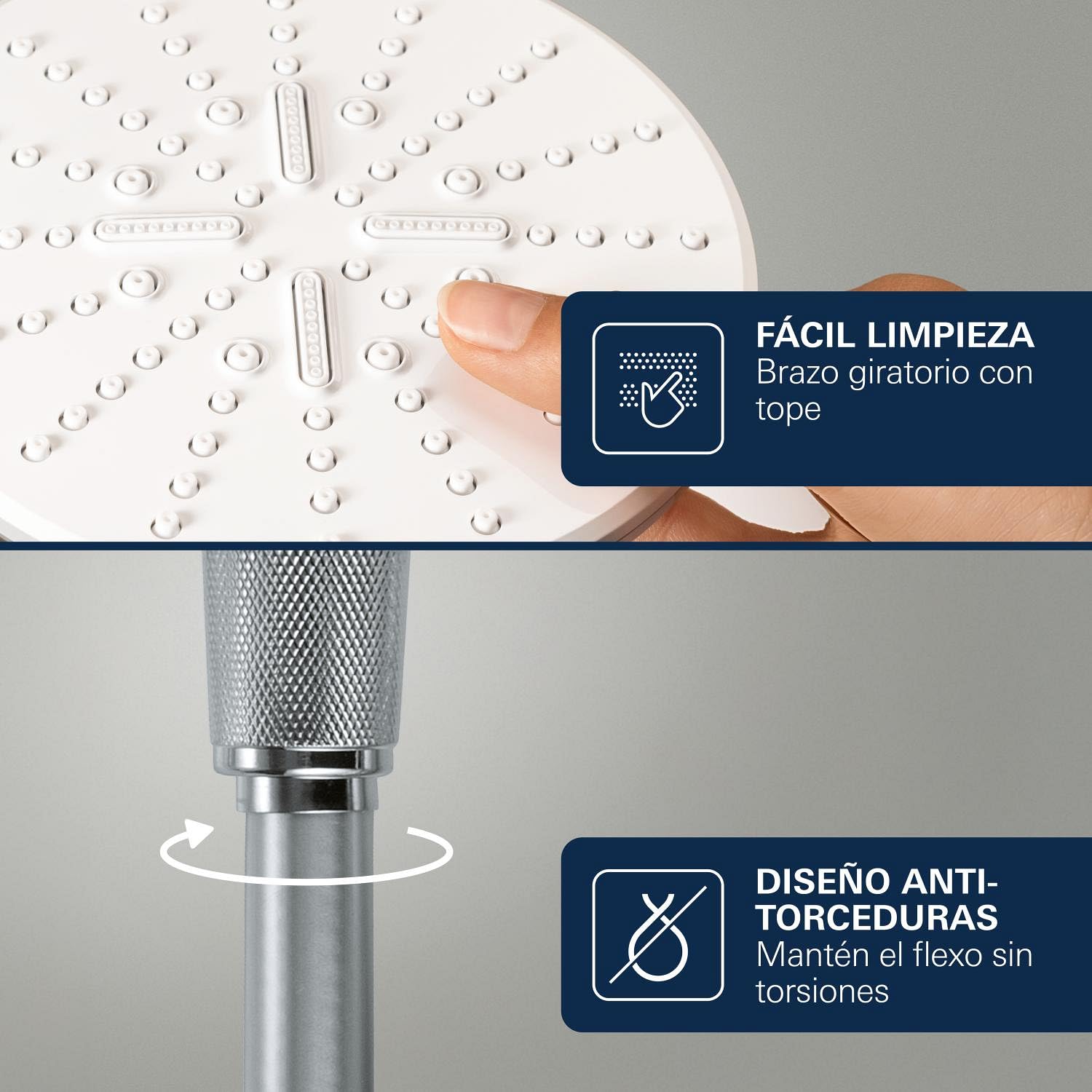 GROHE Tempesta Cosmopolitan 210 - Columna de ducha con monomando (montaje en pared, brazo de ducha de 390 mm, altura ajustable, sistema antical), cromo, 26224001