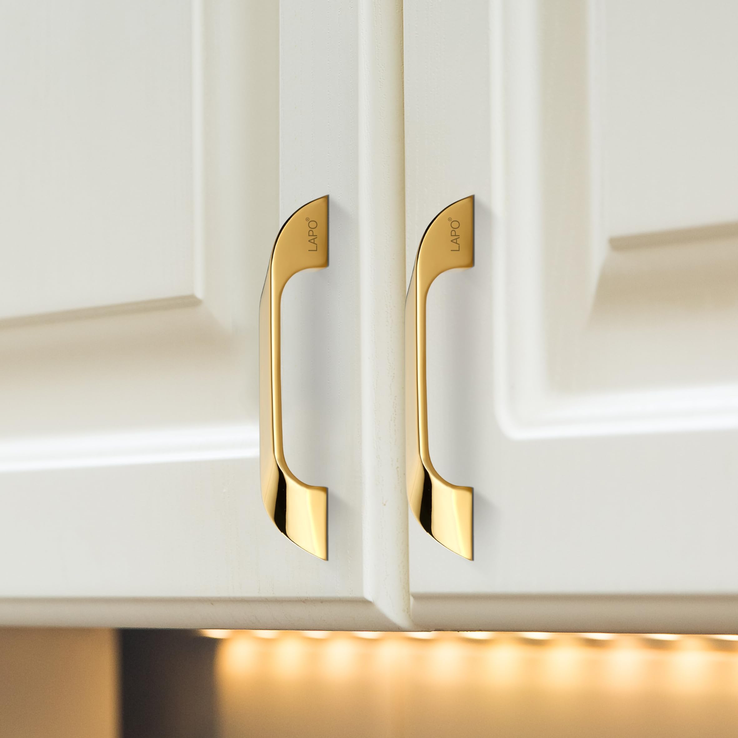 LAPO 4 Inch Cabinet Handles for Drawer Use, Kitchen & Wardrobe Fit, Scratch Free Surface, Easy Mount System, DIY Installation, 3 Years Warranty (96mm, PVD Gold Finish, Pack of 2) - Twist — Amazon image 5
