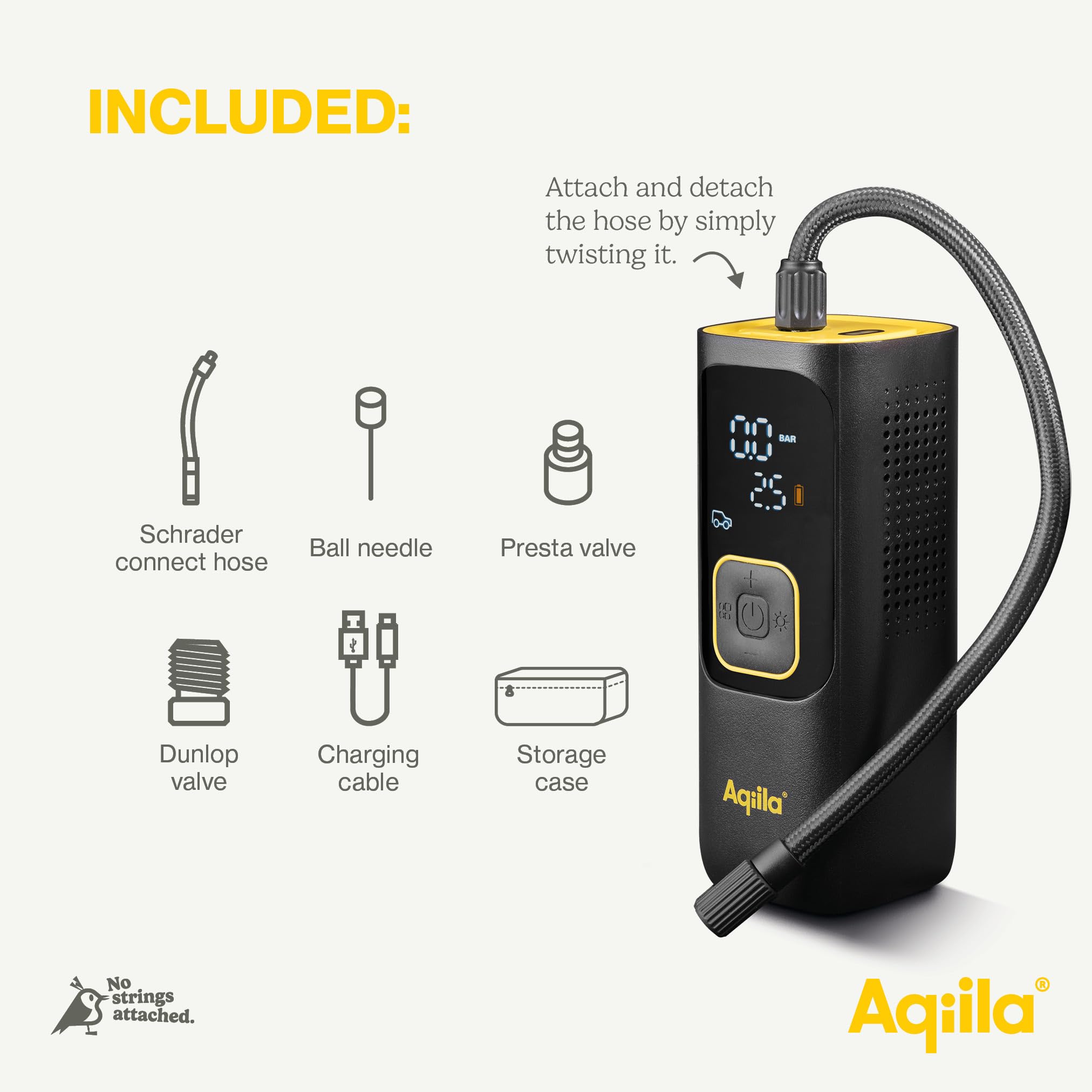 Airbird C7 - Pompa d'aria portatile e compressore ad alte prestazioni con batteria integrata, torcia, impostazione rapida e spegnimento automatico per un gonfiaggio preciso e senza sforzo.