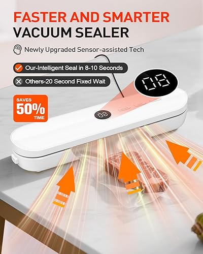 Miniatura 3 de Máquina selladora al vacío de alimentos, sellador al vacío para alimentos automático inteligente de un solo toque, fácil de operar, ahorrador de