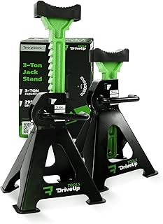 DRIVEUPTOOLS Axle Stands 3 Tons with Rubber Pad | Stabilizing Jack Stands Pack of 2 | Lifting Height 11.6-16.7 Inches | Car Lift | Heavy-Duty Car Stands 3 Tons (6,600 lbs) | Durable Axle Stands (x2)