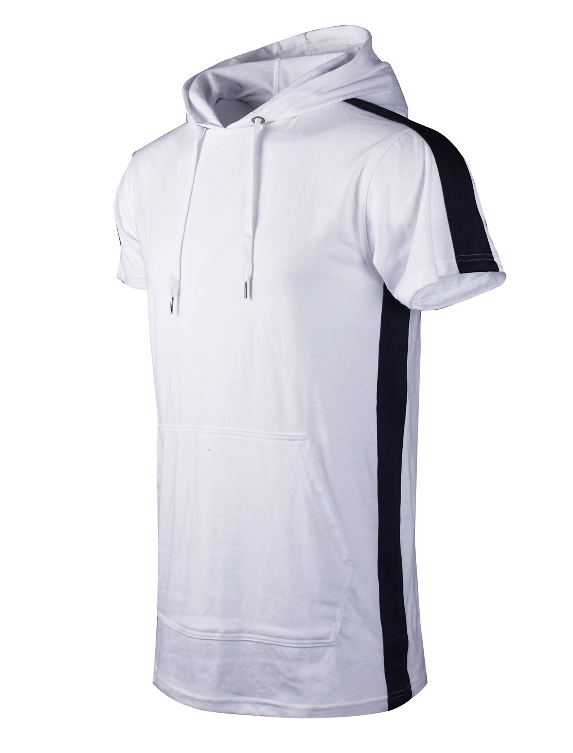 SCREENSHOTBRAND Mens Hip Hop Longline Premium Tee - Pullover Hooded Fashion T-shirt w/Side Zipper