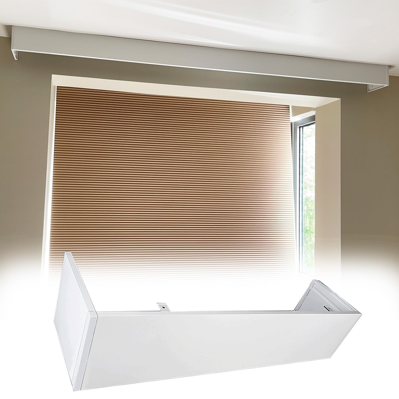 Innovz Ceiling Mount Extra Long Curtain Pelmet Panel Box, Ceiling Or Wall Mounting Curtain Valance Without Tracks, Decor Curtain Box For Roller Blins, Venetian Blinds, Curtain(,4.2M/13.8Ft)