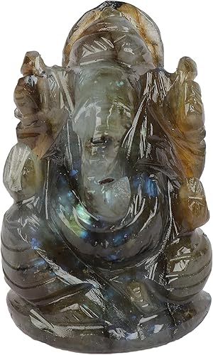 GEMHUB Estatua de Ganesha tallada a mano aprox. 209.00 quilates Estatua de piedras preciosas naturales de labradorita, Gema, Ruso - Labradorita