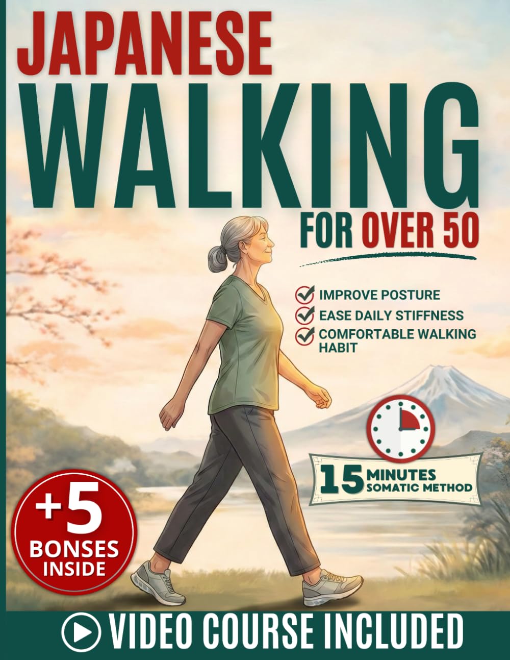 Japanese Walking for Over 50: The 15 Minute Somatic Method to Improve Posture, Ease Daily Stiffness and Build a Sustainable Comfortable Walking Habit for Active Longevity.