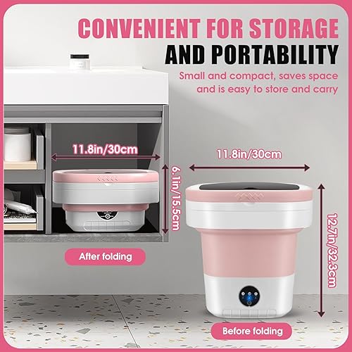Miniatura 2 de Lavadora portátil de 16 L, mini lavadora de lavandería, 3 modos con cesta giratoria, profundidad de limpieza, ropa interior, ropa de bebé, camisa