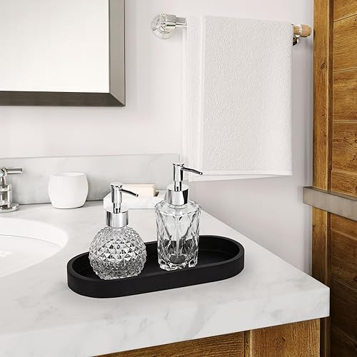 Miniatura 3 de Bandeja ovalada de tocador de baño, pequeño organizador decorativo de bambú para encimera de cocina, tanque de inodoro y tocador, bandeja de velas y