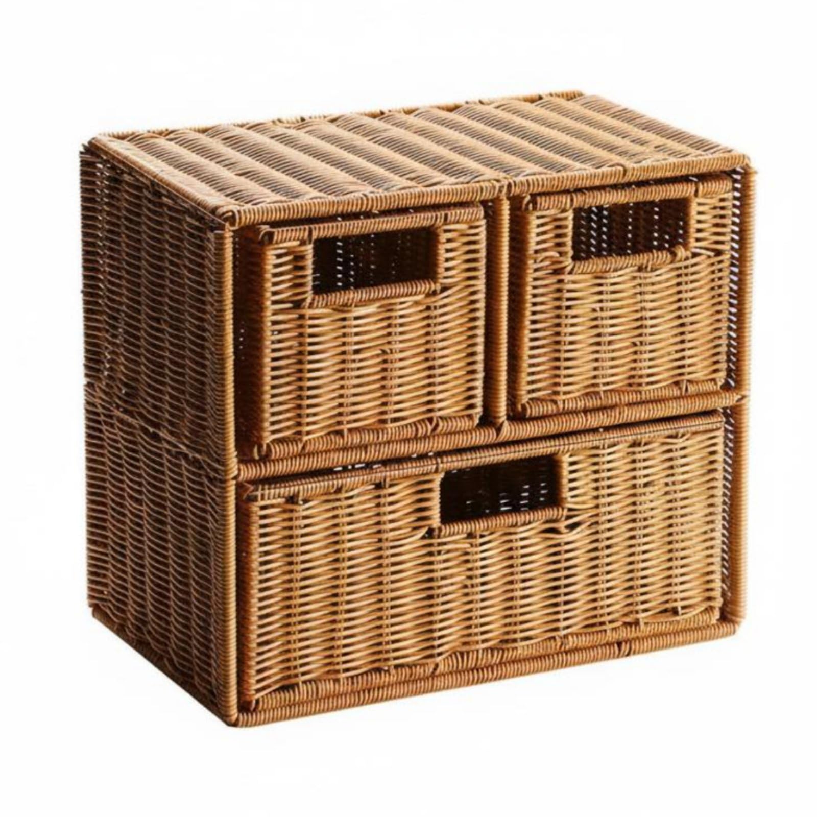 rockible Armadio Portasciugamani Organizer Desktop con Più Cassetti Pratici Ed Effetto Rattan per Riordino Cosmetici E Altri Articoli Adatto per Camera Scrivania Studio Ufficio Dormitorio