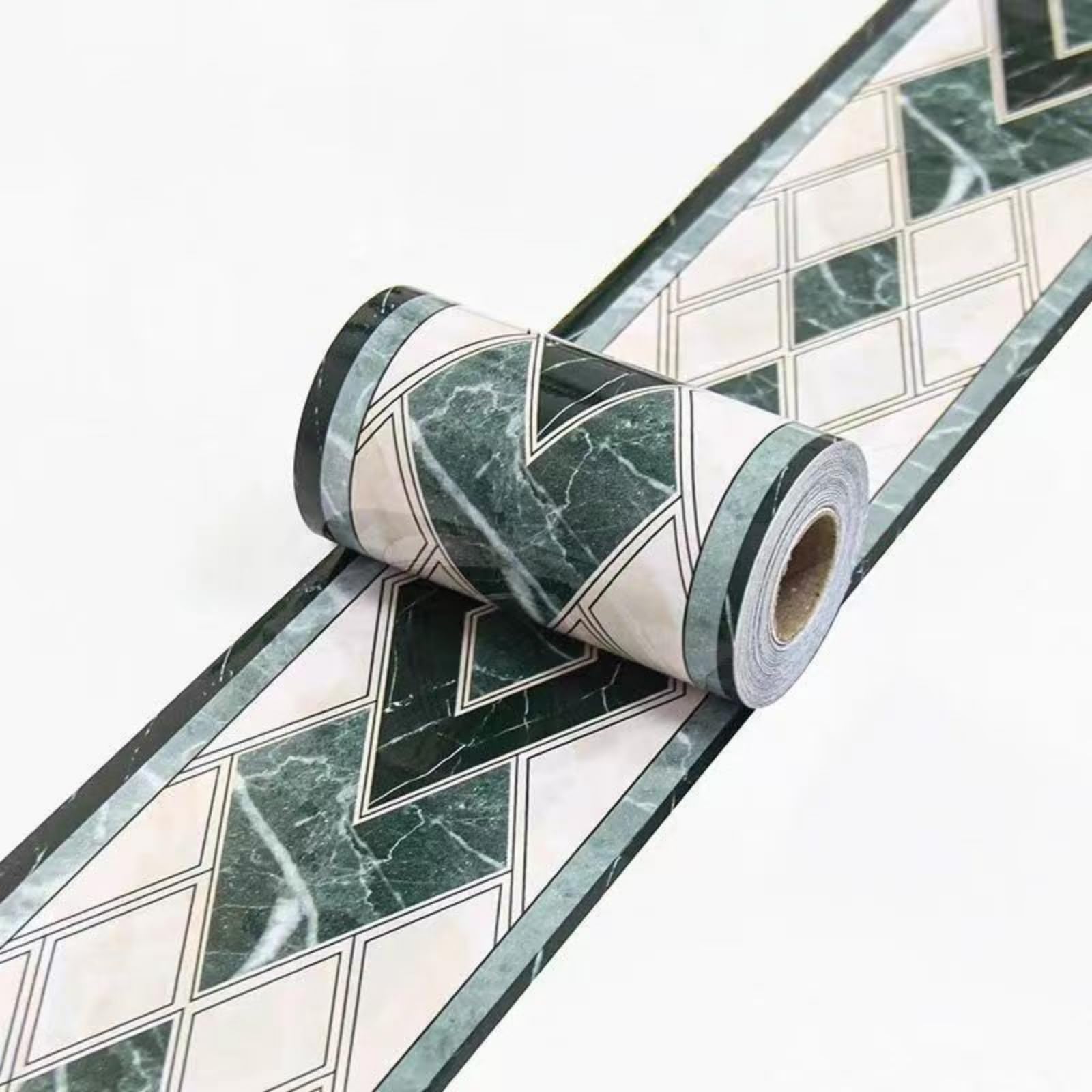 Visitryl Green Modern Marble Green Wallpaper Border Self Adhesive Wall Tiles Decorative, Peel And Stick Wall Border Bathroom Stickers 10Cm X 1000Cm