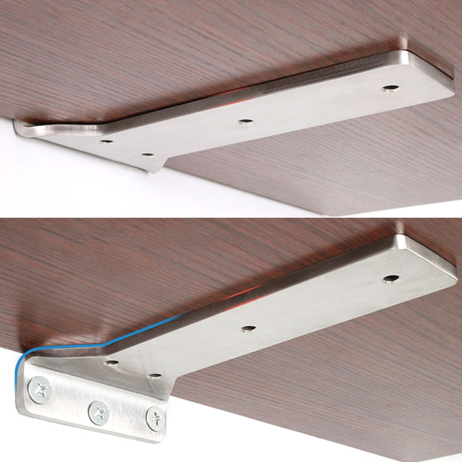 Tow000ack Silver 2 Pcs Stainless Steel Floating Shelf Brackets Invisible Supports For Any Type Of Shelf,Metal Hidden Shelves Supports,Wall Mounted Shelving Brackets,With Screws, (100Mm(3.9In))