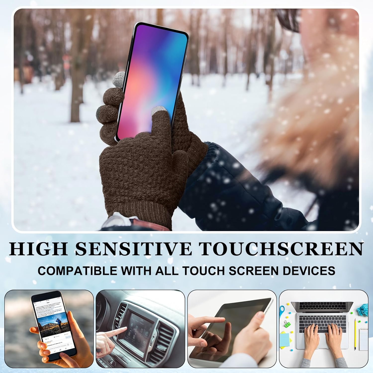 Geyoga 20 Pcs Winter Hat Scarf Gloves and Ear Warmer Set, Knit Beanie Hat Touch Screen Gloves Neck Scarves Ear Muffs Warm for Men Women Cold Weather - Image 4