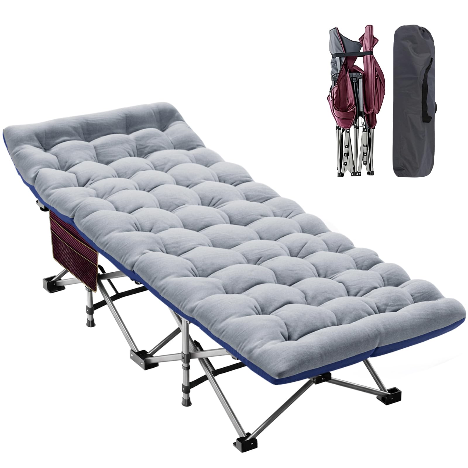 DoCred Folding Camping Cot with Mattress, Heavy Duty Folding Cot