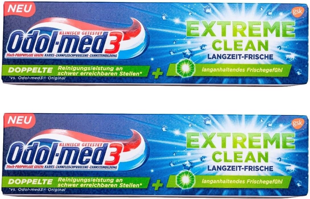 Odol-med 3 2 x Extreme Clean Long-Lasting Freshness 75 ml