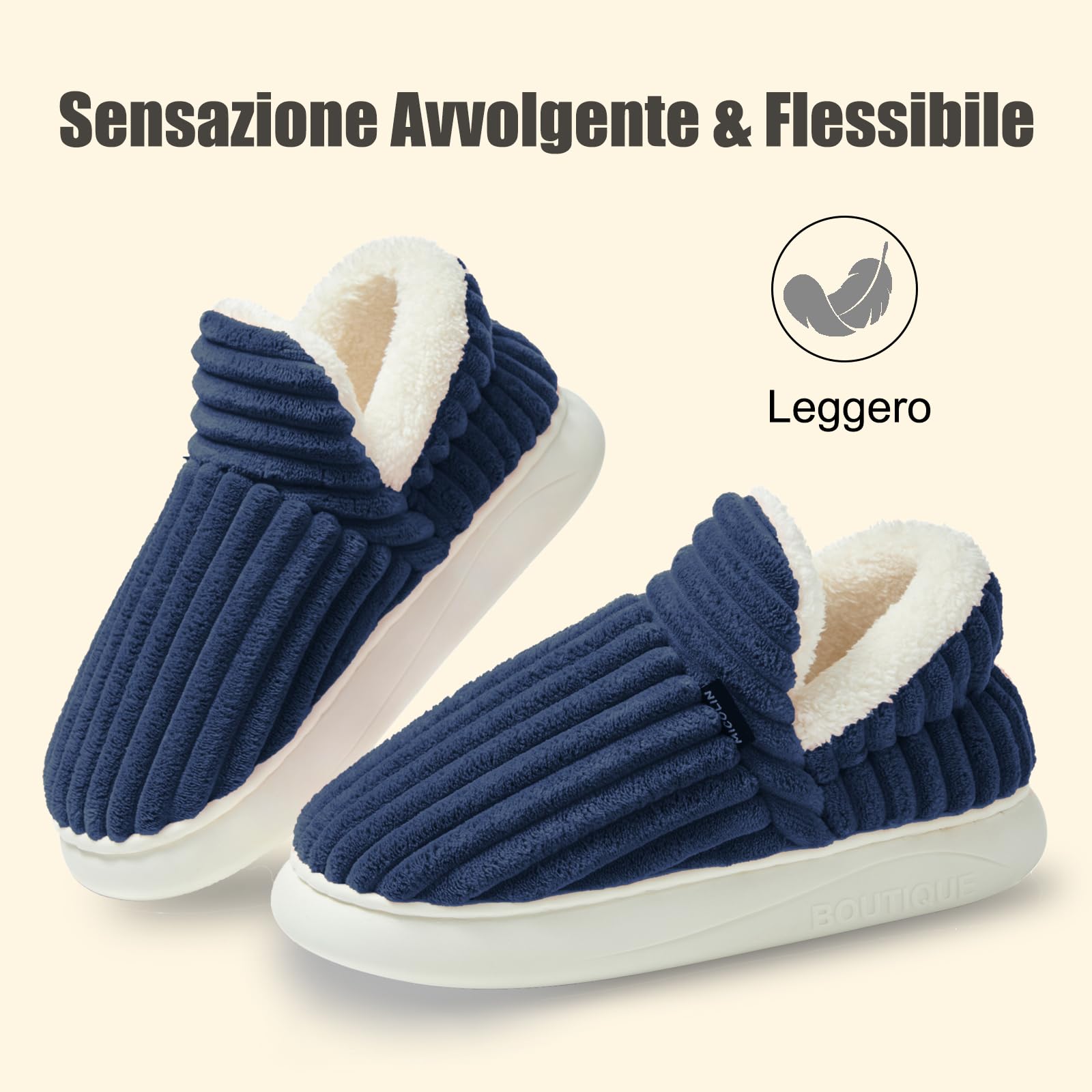 Donpapa Ciabatte Donna Uomo Invernali Pantofole Calde Peluche Chiuse Comode Memory foam Antiscivolo Inverno Scarpe
