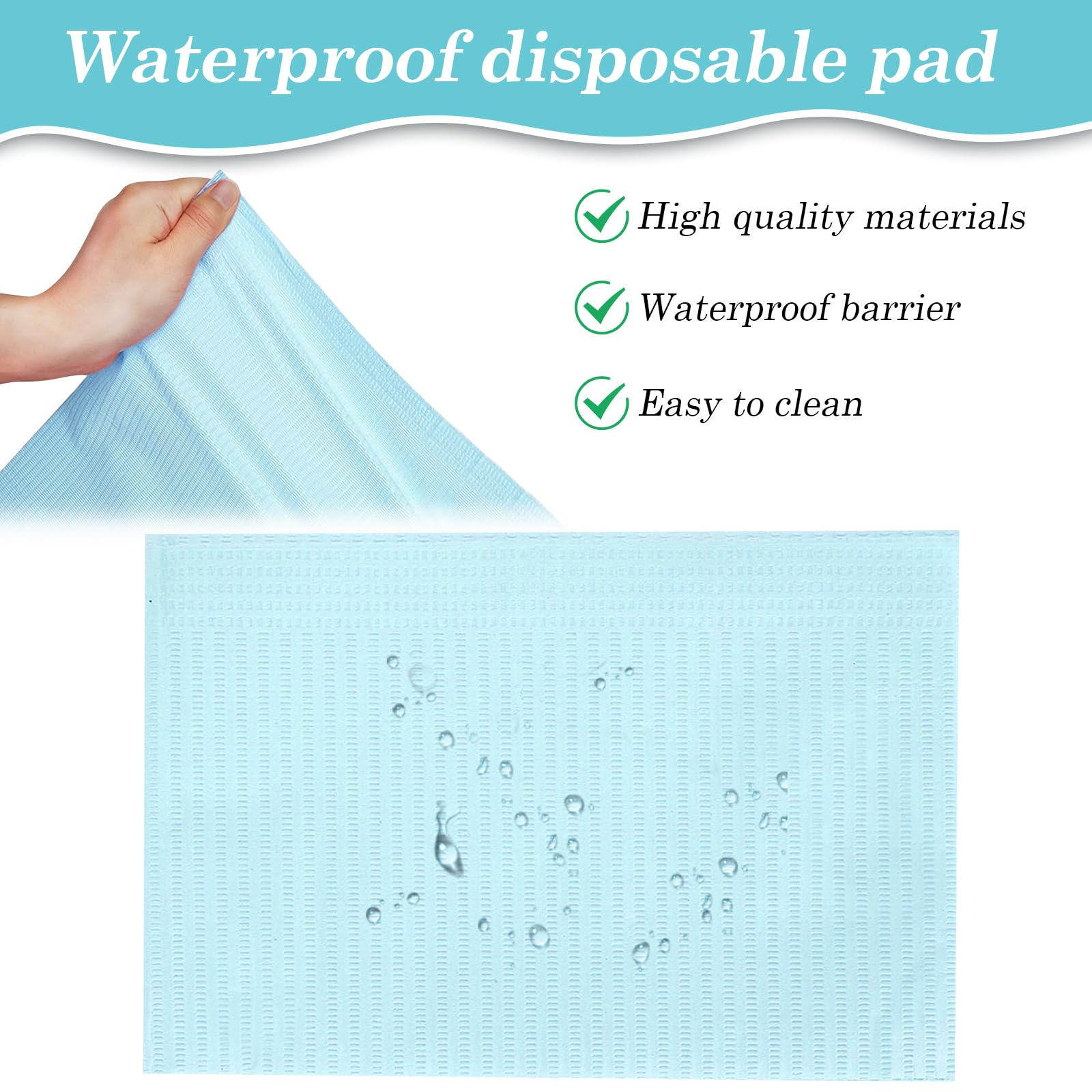Bavettes Dentaires: 50 Pièces Jetables Imperméables, Haute Absorbance, Pour Cliniques Dentaires, Stations De Tatouage Et Salons (45 x 33cm, Bleu)