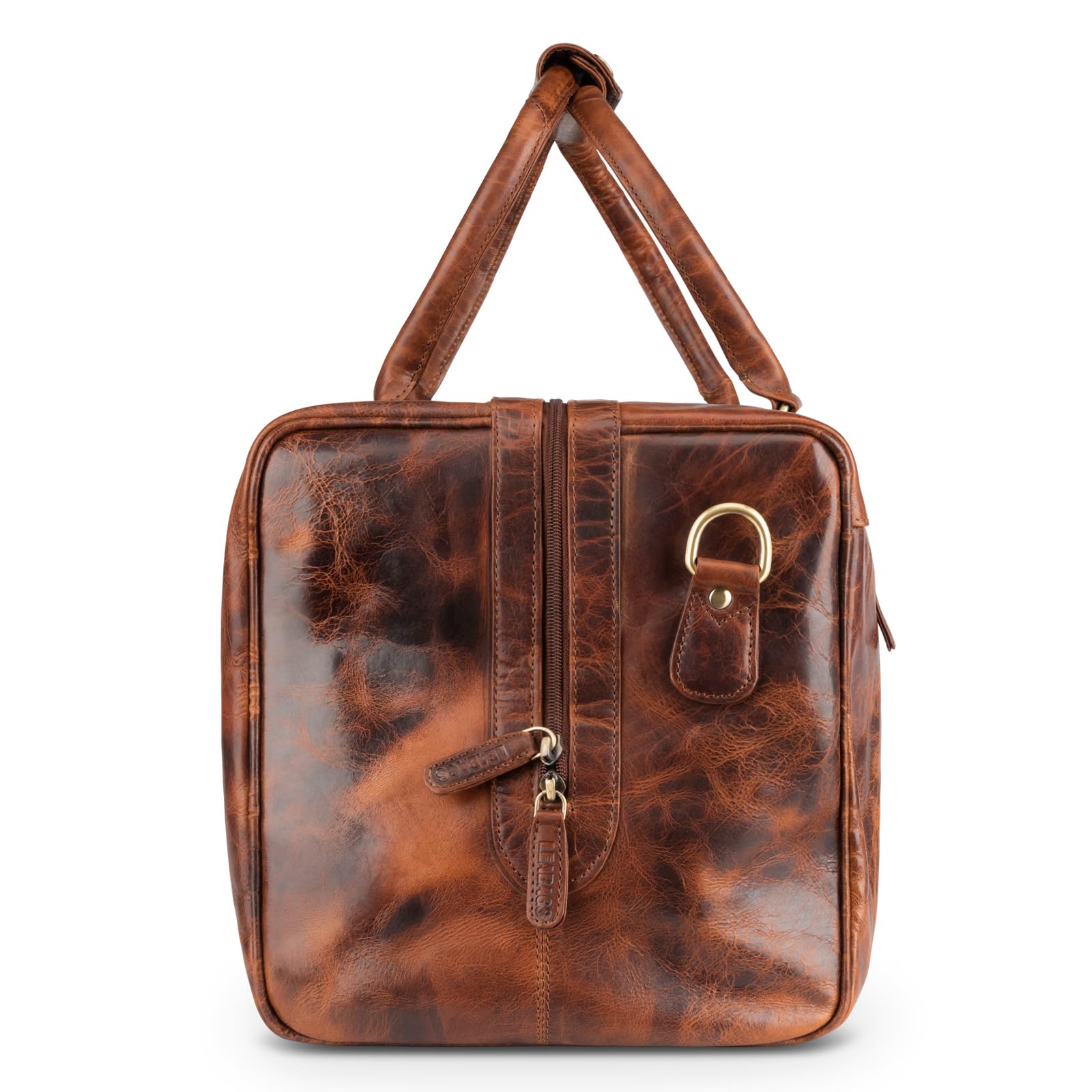 LEABAGS Bolsa de fin de semana mujeres y hombres | Bolsa de viaje de cuero genuino de primera calidad | Bolsa deportiva de 40 l | Bolsa de gimnasio | Bolsa de deporte | Grande