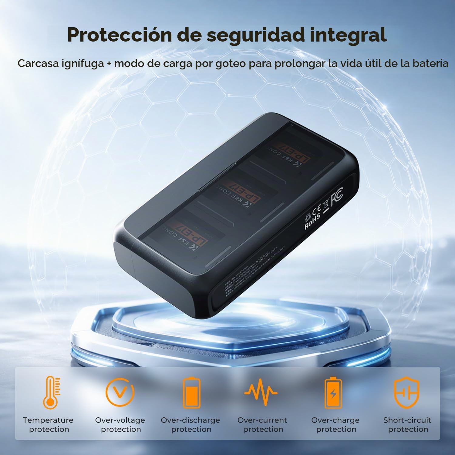 K&F Concept Kit de 3 Baterías LP-E17 y Cargador Rápido de 20W, 1050mAh, para Cámaras, Compatible con Canon EOS R50, R100, RP, R10, R8, Powershot V1 y más