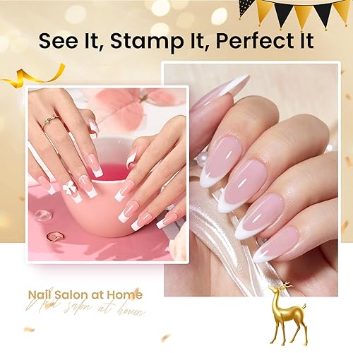 Miniatura 8 de Beetles Sello de Uñas 3 Piezas Kit de Sello de Uñas de Punta Francesa de Silicona con Cabezales de Sello de Uñas de Repuesto y Raspadores