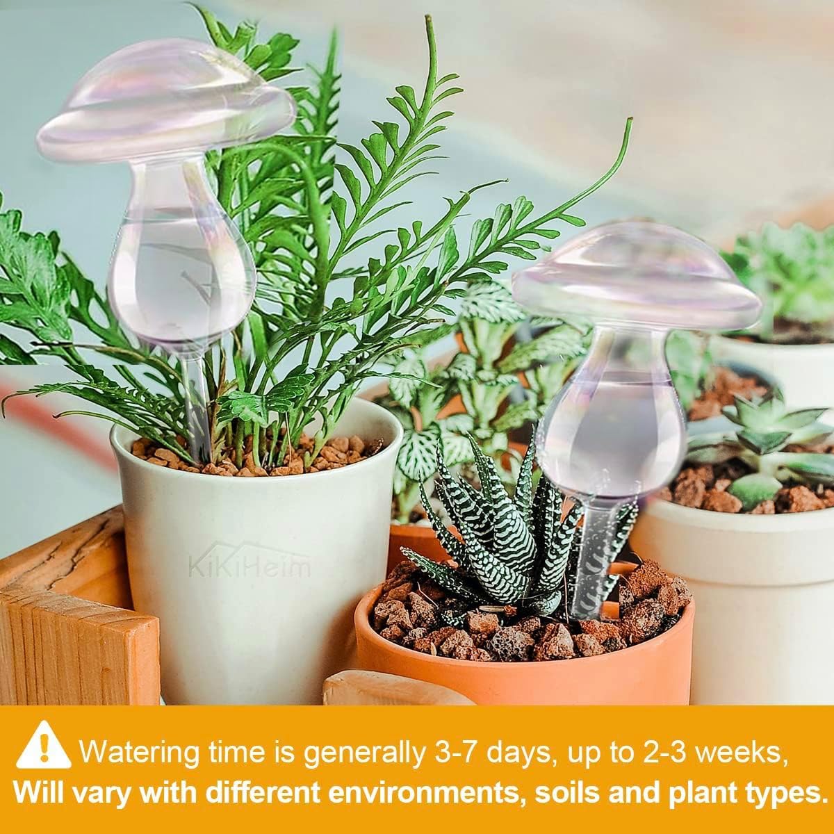 Colorful Plant Watering Globes, Mushroom Plant waterer, Self Watering Bulb,Plant Watering Spikes,Glass Watering Stake(4 mushrooms)