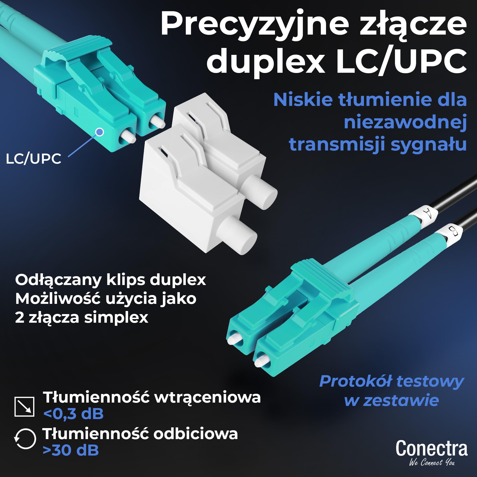 40m Pancerny Kabel Światłowodowy OM3 Duplex Breakout LC/UPC, Patchcord Wielomodowy 50/125, LSZH Wewnętrzny/Zewnętrzny, Przedłużacz Światłowodowy Wzmocniony Patch Sieć ⌀3mm Czarny