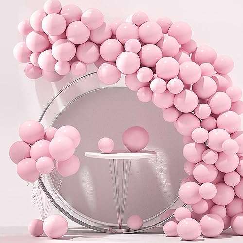 CANREVEL Globos rosados de color rosa claro, 100 unidades de diferentes tamaños de 5101218 pulgadas, kit de arco de guirnalda para cumpleaños, boda,