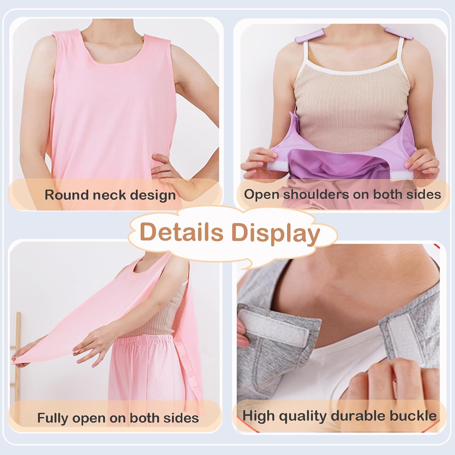 Post Shoulder Surgery Shirts for Women Tear Away Shirt Mastectomy Chemo Port Access Tank Tops for Shoulder Surgery Recovery,Broken arm,arthroscopic Surgery Recovery - Image 3