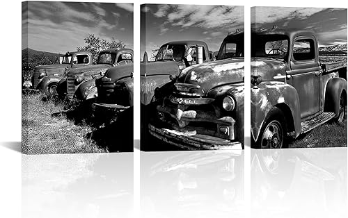Arte de pared de coche en blanco y negro, impresión de imagen retro para automóvil, decoración de pared para sala de estar, dormitorio, decoración