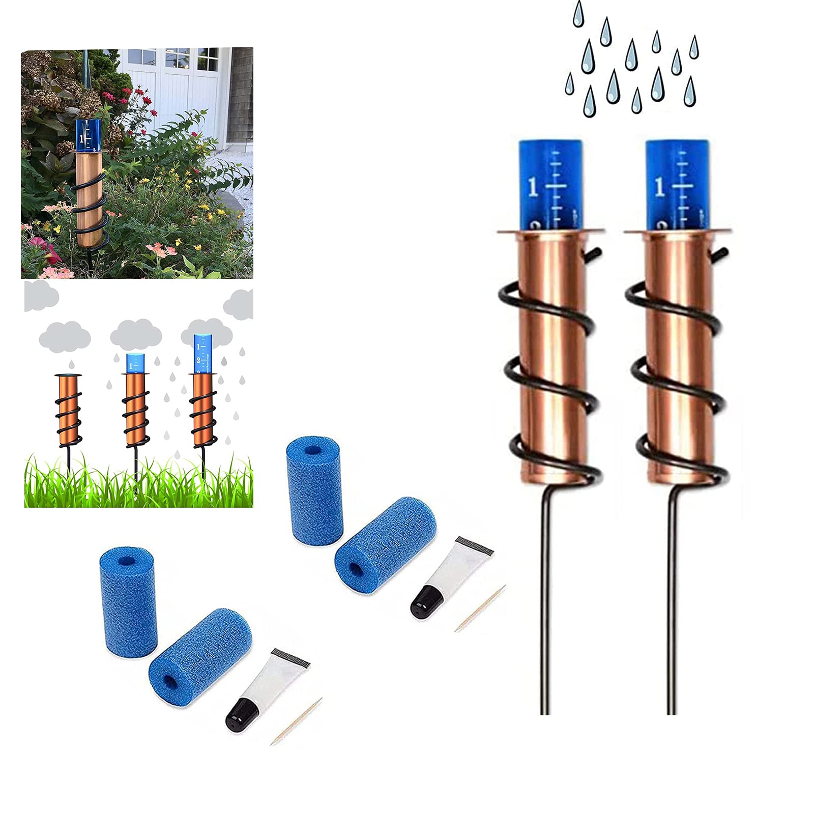 Buy Shirley Measure Rainfall, Copper Rain Gauge Outdoor with Foam