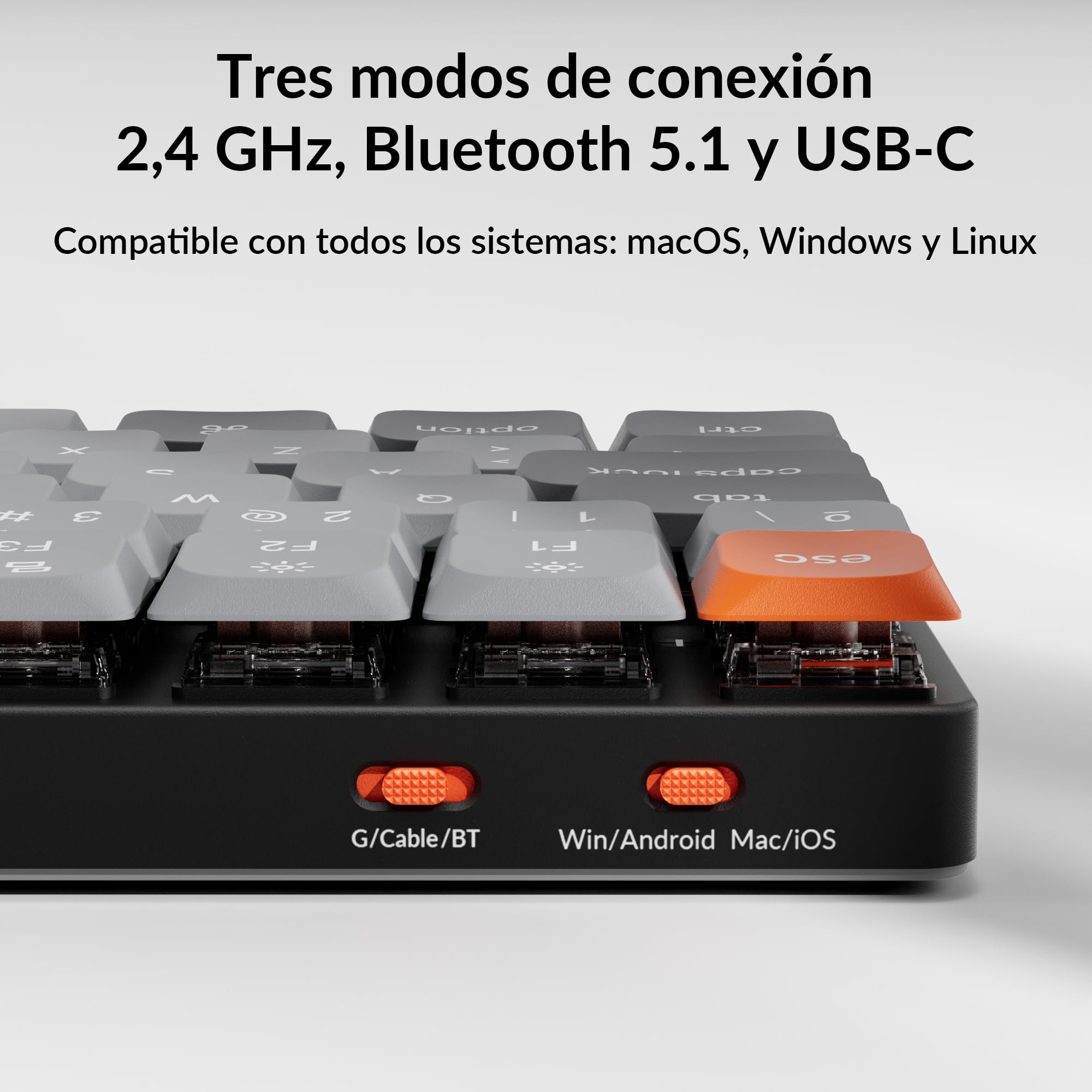 Keychron K3 MAX Teclado Gaming Inalámbrico Ultrafino, ISO-ES, Switch Marrón | 2,4 GHz/BT 5.1/USB-C, Programación con QMK/Launcher, Teclas LSA de Perfil Bajo en PBT, Teclado Español para Mac, Win y Linux
