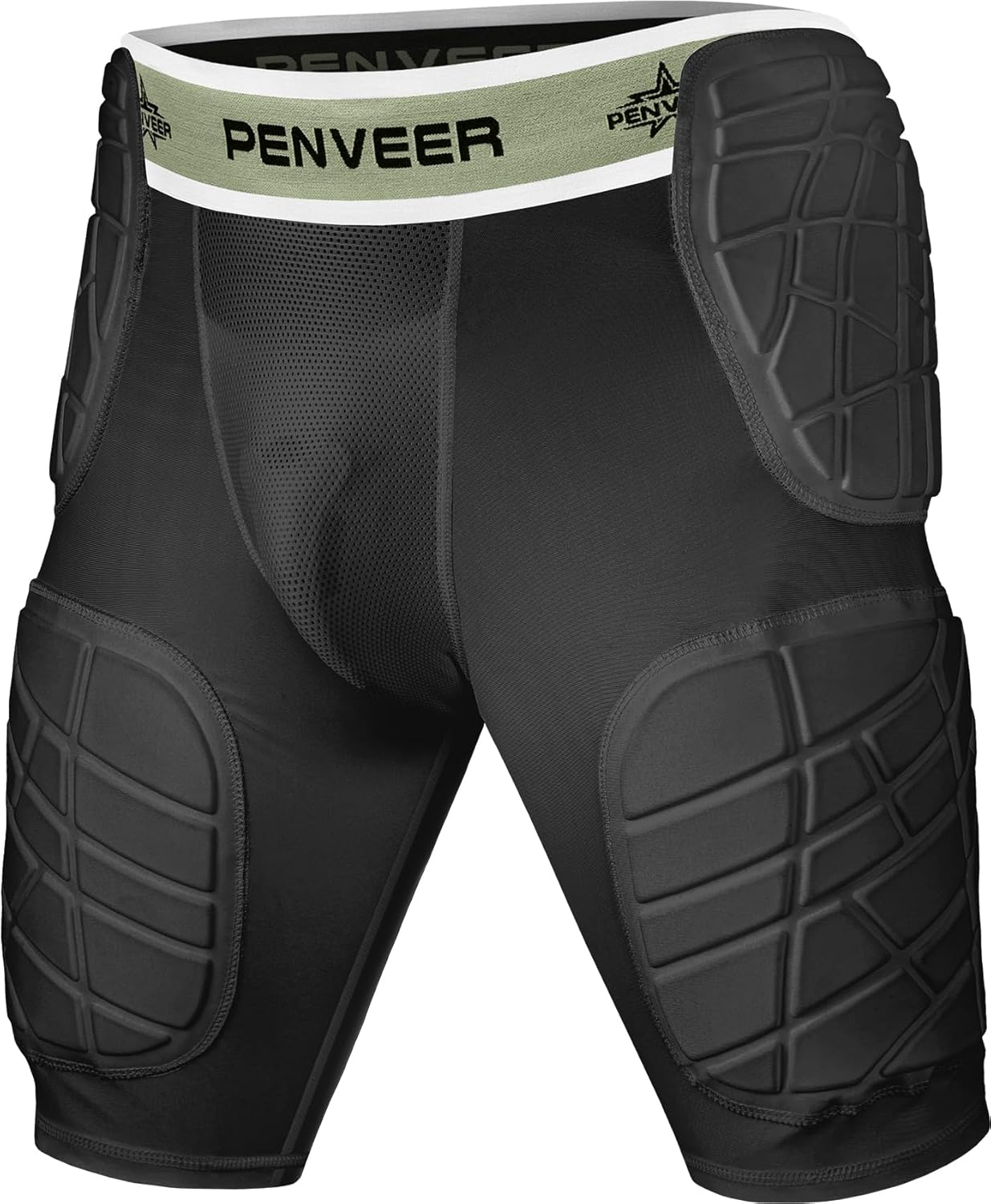 5.0 Football Girdle for Men & Boys with Cup Pocket - Padded Compression Shorts with Integrated Hip, Thigh & Tailbone Pads for Maximum Protection