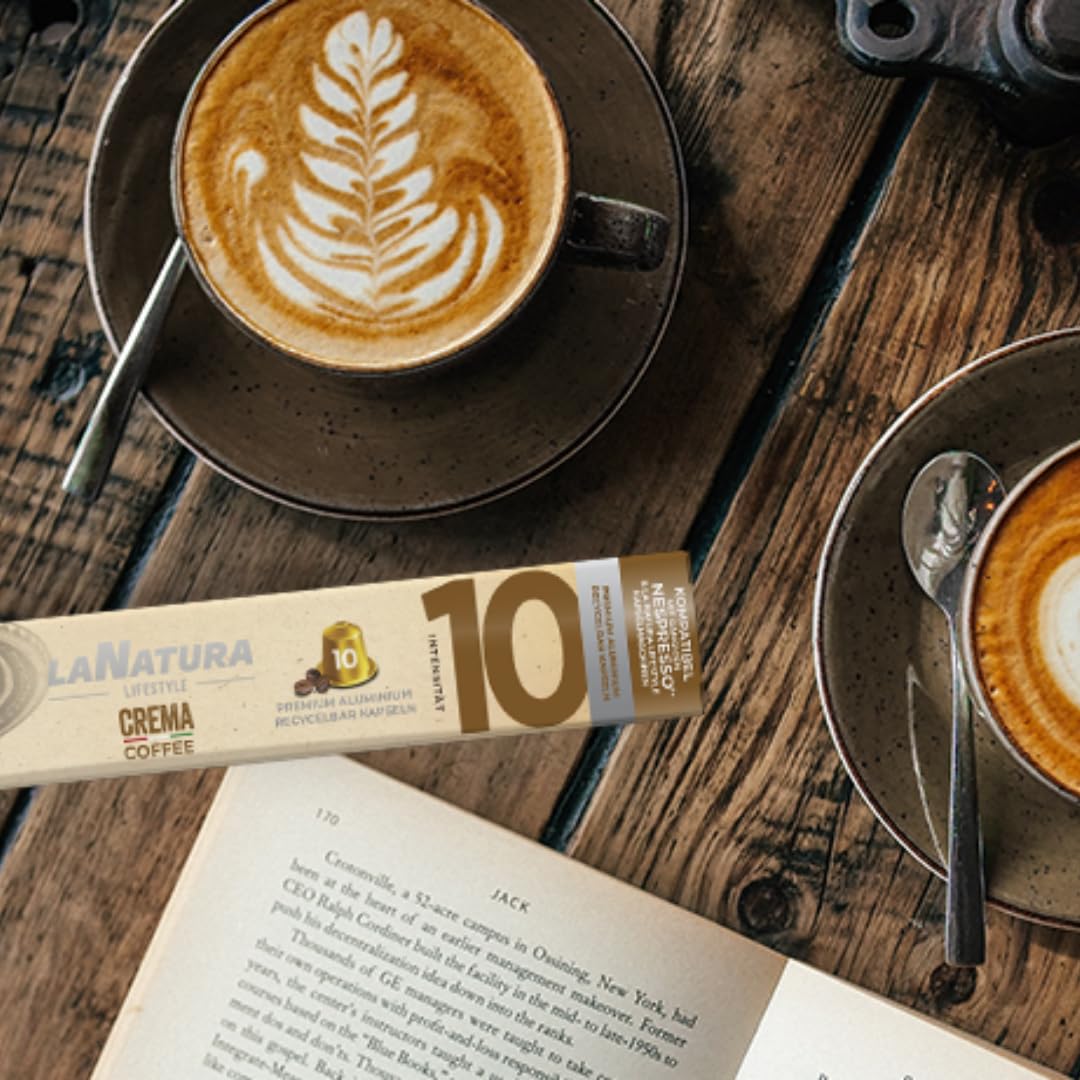 La Natura LIFESTYLE 120 cápsulas de café CREMA de aluminio, 100% reciclables, compatibles con Nespresso