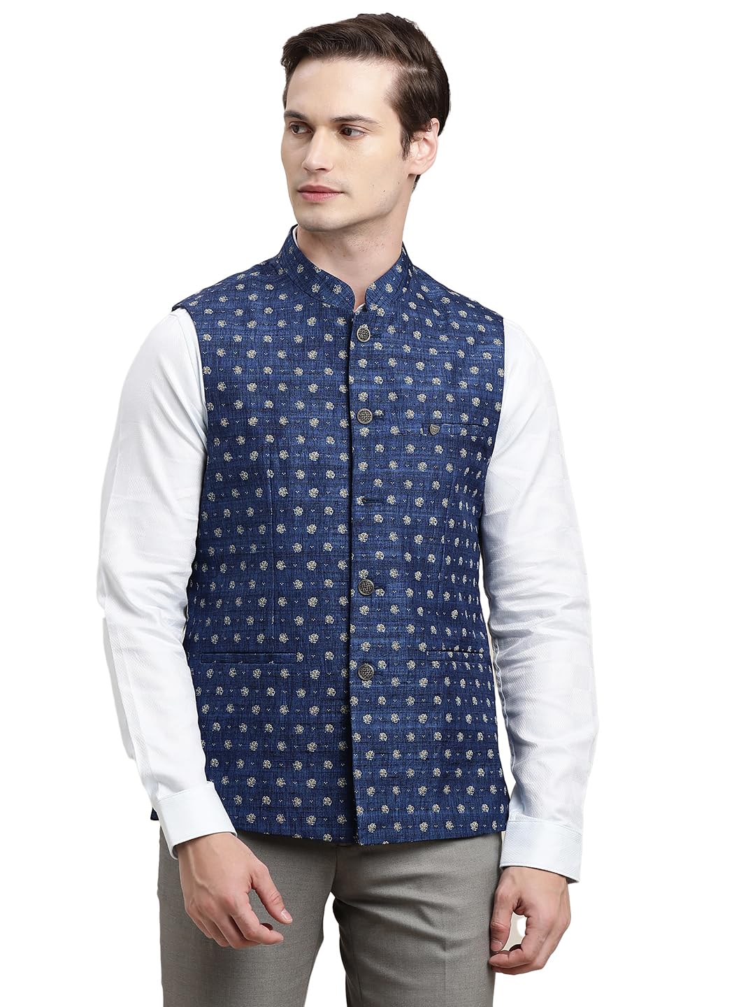 turtle Men Blue 100% Cotton Dobby Formal Nehru Jacket||Men's Ethnic Jacket-picture-15
