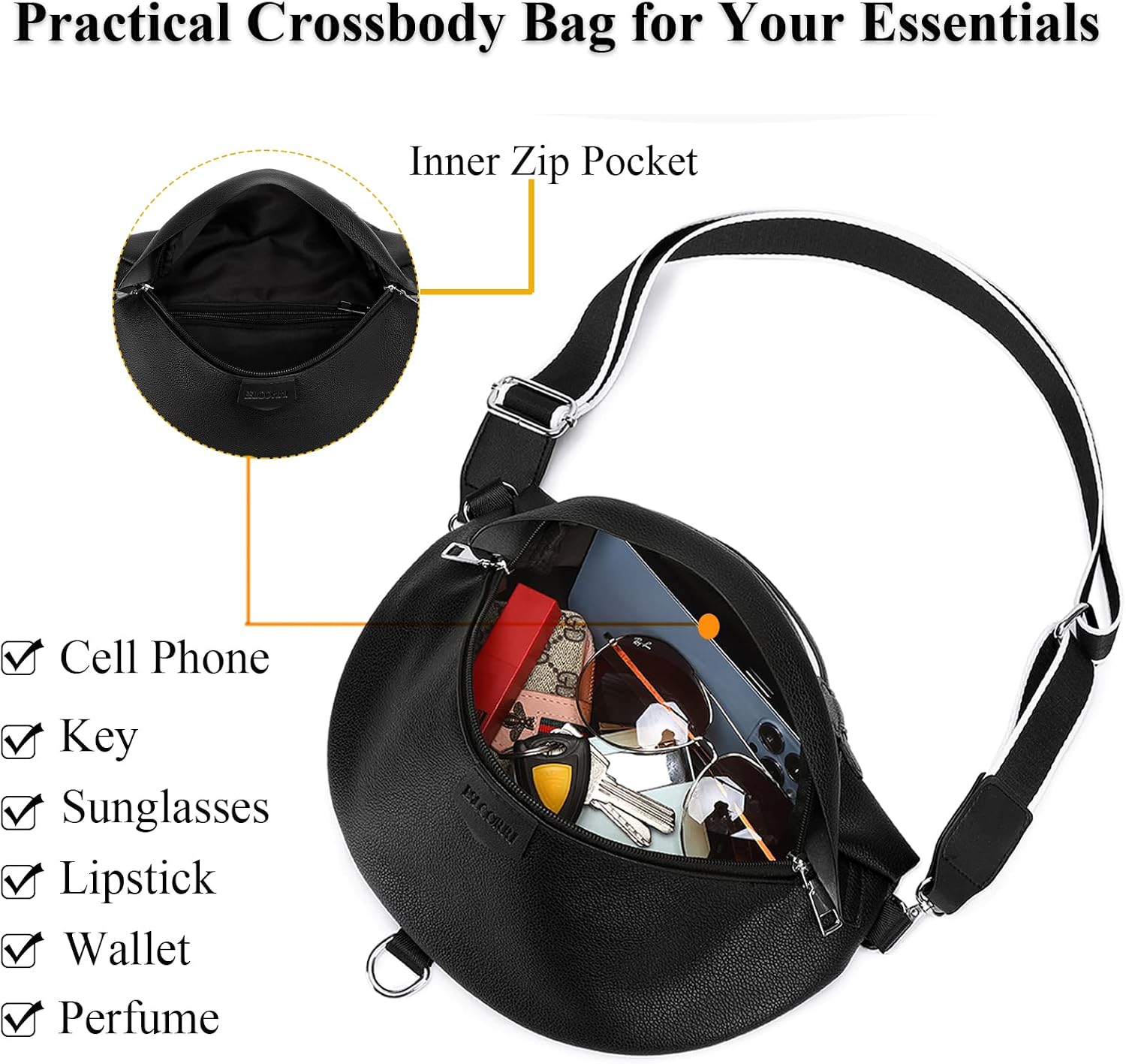 Eslcorri Crossbody Bags for Women - Fashion Sling Purse Shoulder Bag Fanny Pack Leather Causal Chest Bum Bag Backpack with Adjustable Wide Strap for Workout Traveling Running Shopping