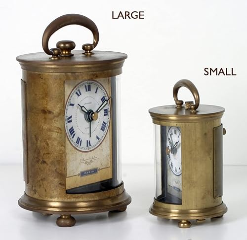 Vista 5 de JUSTIME Reloj despertador de mesa analógico coleccionable de latón macizo para regalo, decoración del hogar, funciona con pilas (grande)