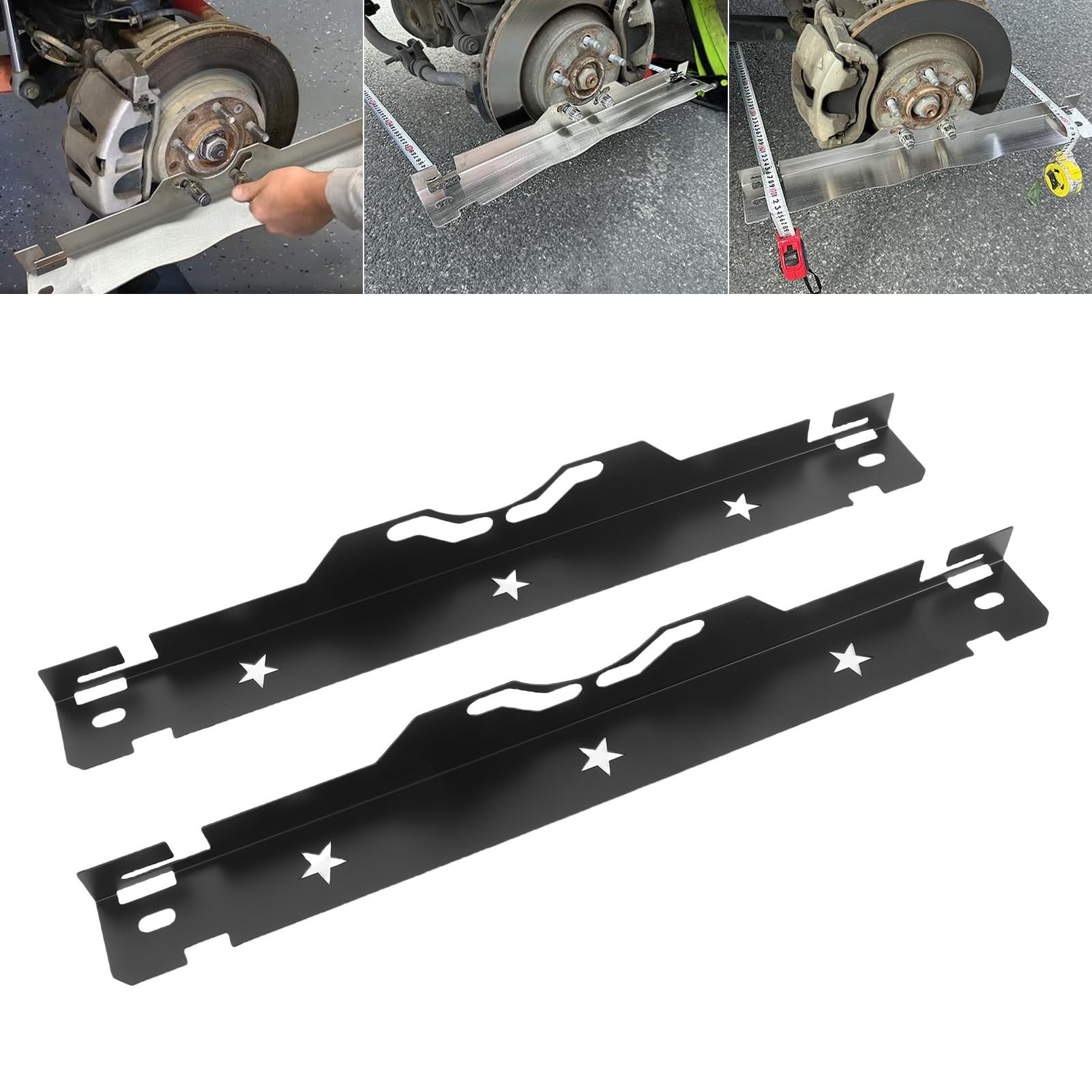 Placa de Herramienta de alineación de Ruedas, 2 Juegos de Herramientas de alineación de Punta de Acero Inoxidable con Orificio Colgante de Cinta métrica de 5M para Motocicletas