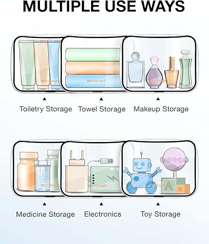 Miniatura 5 de BAGSMART - Bolsa de aseo aprobada por la TSA, organizador de cosméticos y maquillaje transparente, bolsa de viaje de tamaño de cuarto de galón para