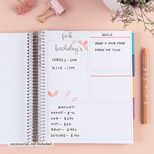 Miniatura 4 de Planificador de vida encuadernado en espiral de 12 meses sin fecha de 7 x 9 pulgadas, cubierta de círculos de mediados de siglo + páginas interiores