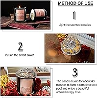 Vista 5 de GORGECRAFT 2 piezas de cubierta de vela de loto perfumado cubierta de velas de bronce con tapa de flores de bronce, velas de aleación de bronce