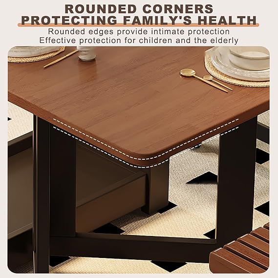 Folding Dining Butterfly Table,Wood Versatile Collapsible Extension Table,with Wheels,for Kitchen Dining Living Room.(47.24x31.5x29.13in)