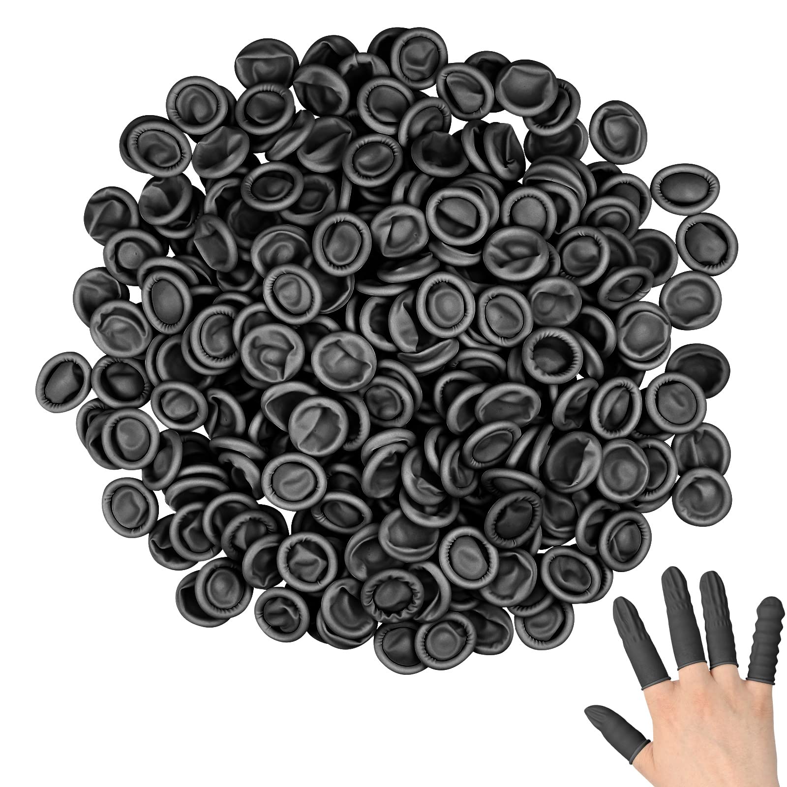 500 pièces Protège Doigt Doigtiers en Latex Doigts en Gel Cots Protection des Doigts gardant Votre Pansement Sec et Propre，Protection des Doigts(Noir