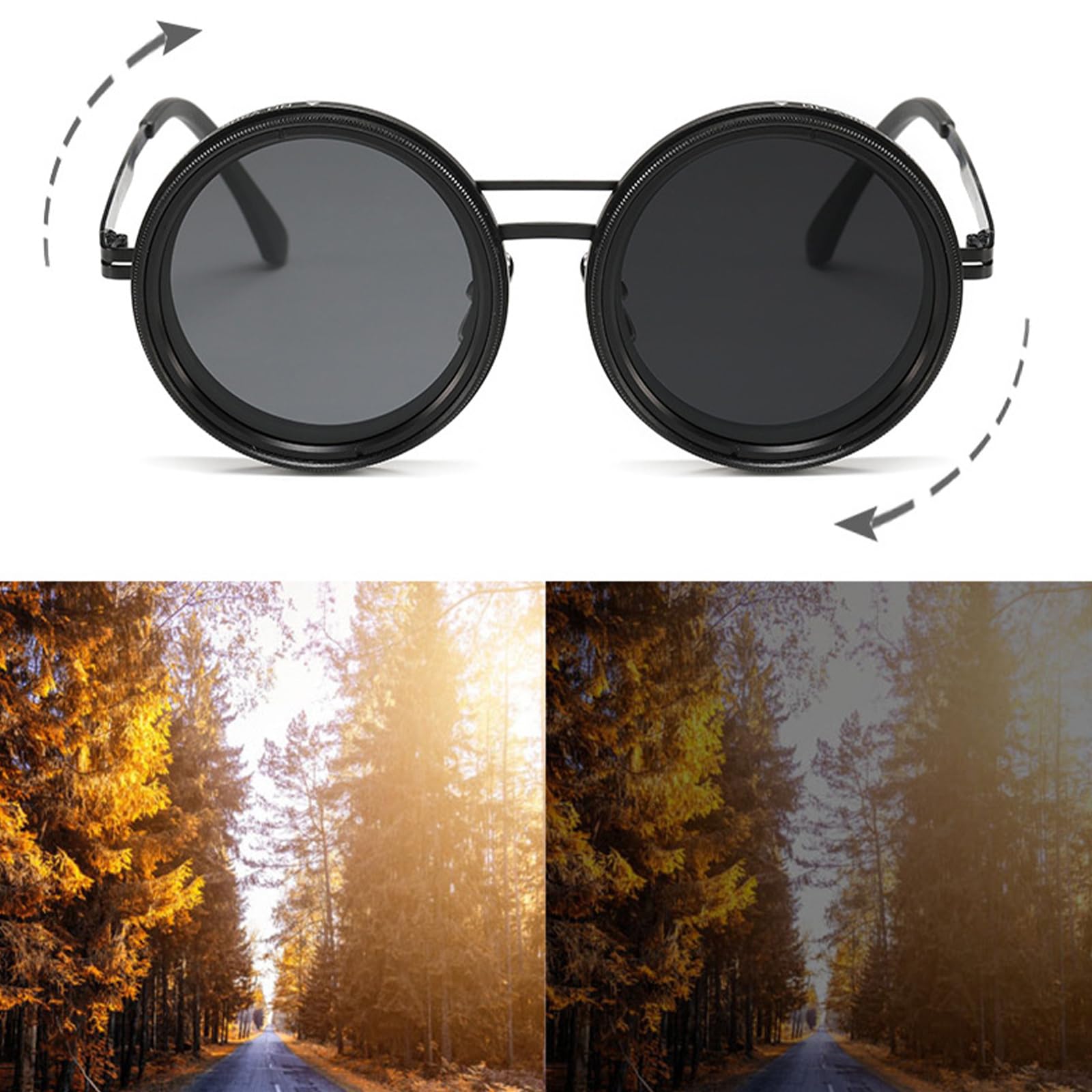 Verstellbare Sonnenbrille, getönte Brillen, runde polarisierte Sonnenbrille, Outdoor Angelbrille, Geschenk für Damen und Herren, getönte Brillen