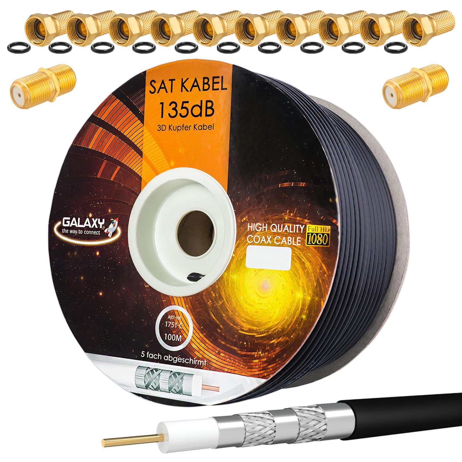 HB-DIGITAL, cavo coassiale satellitare e connettore a F
