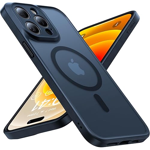 TORRAS Upgraded Magnetic [Full Camera Protection] Case Designed for iPhone 14 Pro Max Case [Compatible with MagSafe] [Military Grade Drop Tested] Slim Frosted Case for 14 Pro Max iPhone Case, Black