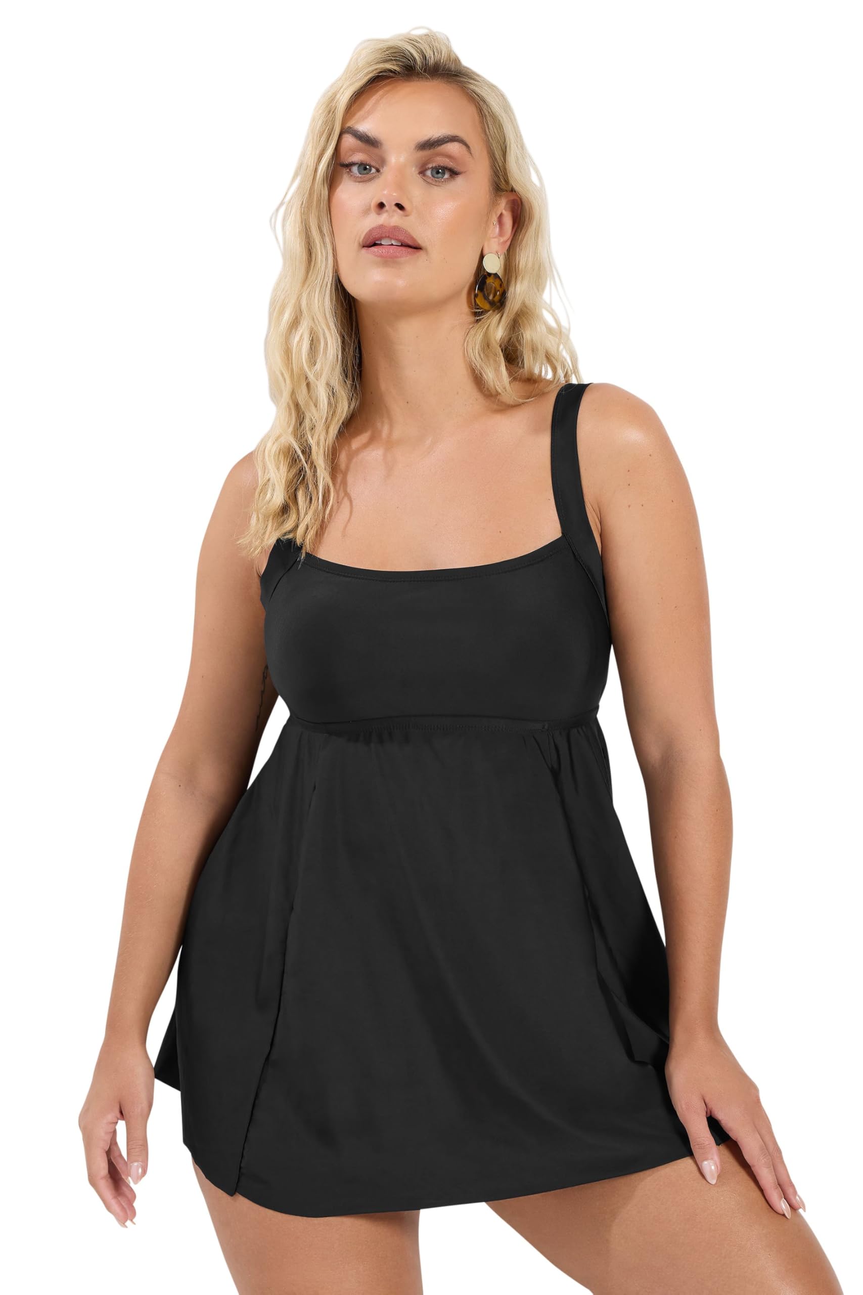 Yours Women's Black Tummy Control Swimdress In | : Size 14