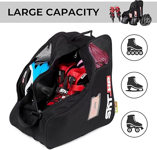 Miniatura 5 de Bolsa de patinaje con correa ajustable para el hombro para niños y adultos para sostener patines en línea y rodilleras