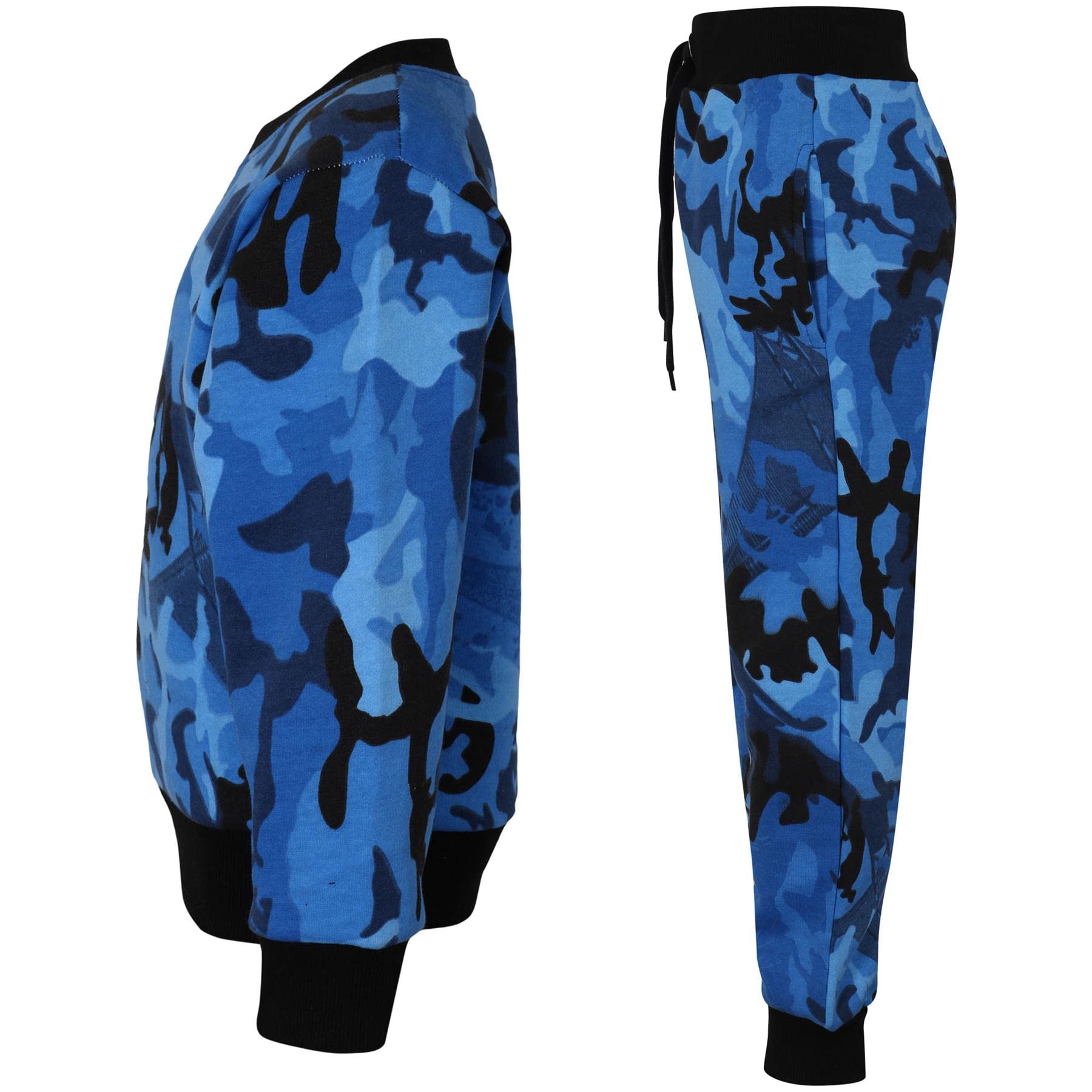 A2Z 4 Kids Chándal unisex de cuello redondo de forro polar para niñas y niños - T.S Plain Jumper 108 Camo Blue 13