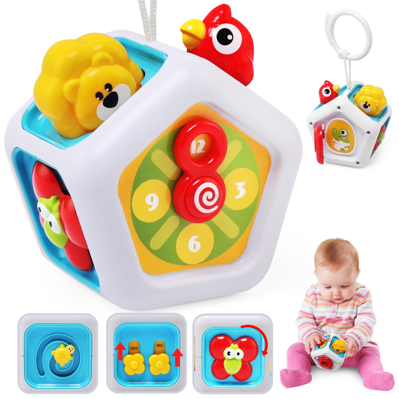 Pannelli da Parete per Attività con Cuccioli, 12 Attività, Giocattolo Sensoriale da Parete per Bambini, Attività di Apprendimento Montessori, per la Sala Giochi, 1550 x 680 x 53 mm | IT