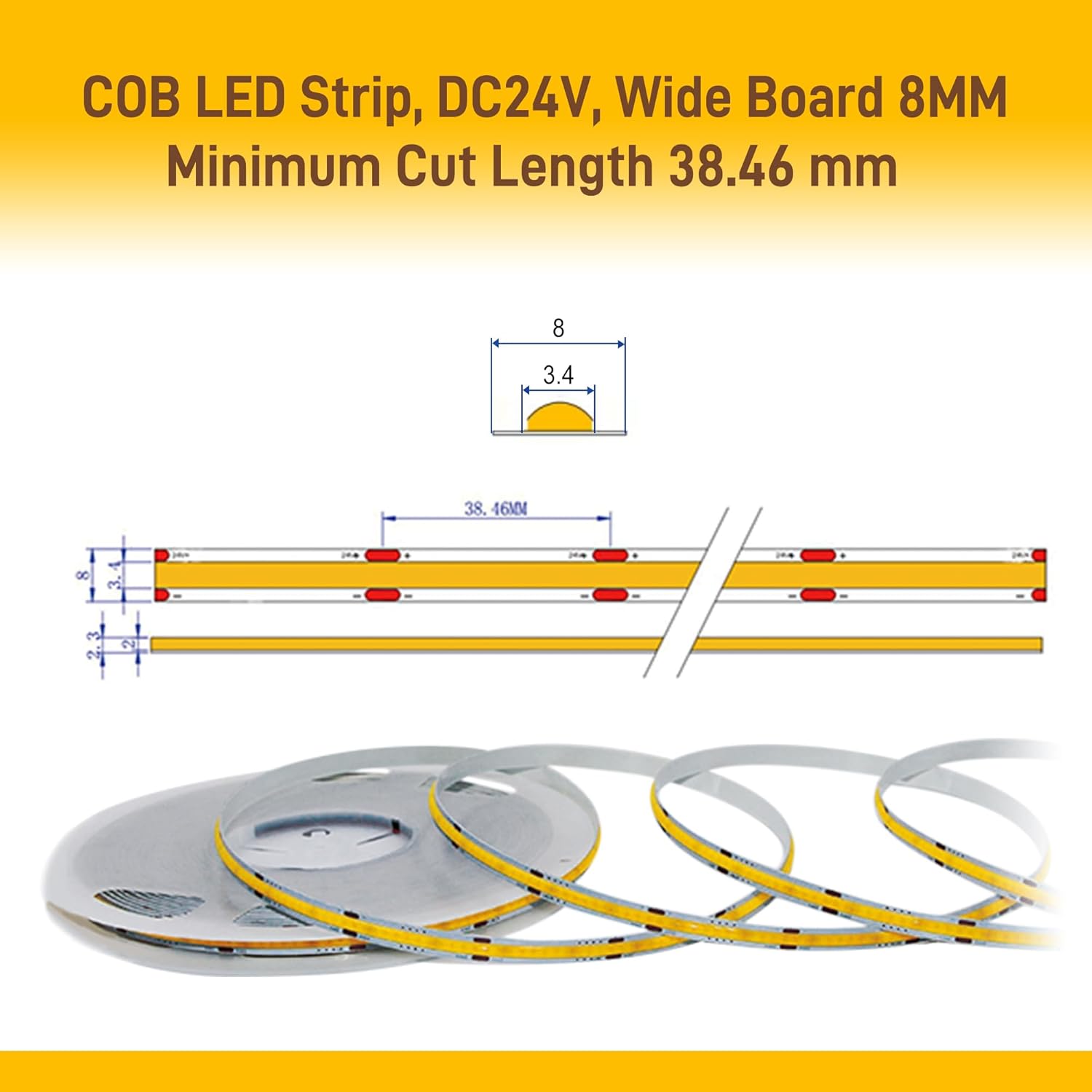 Outdoor LED Strip Lights,2700K Warm White,24V IP67 LED Strips,32.8FTt/10M,CRI90+ Waterproof led cob Strip Light for Bathroom,Pool,Garden,Sauna Rooms(Power Not Included)