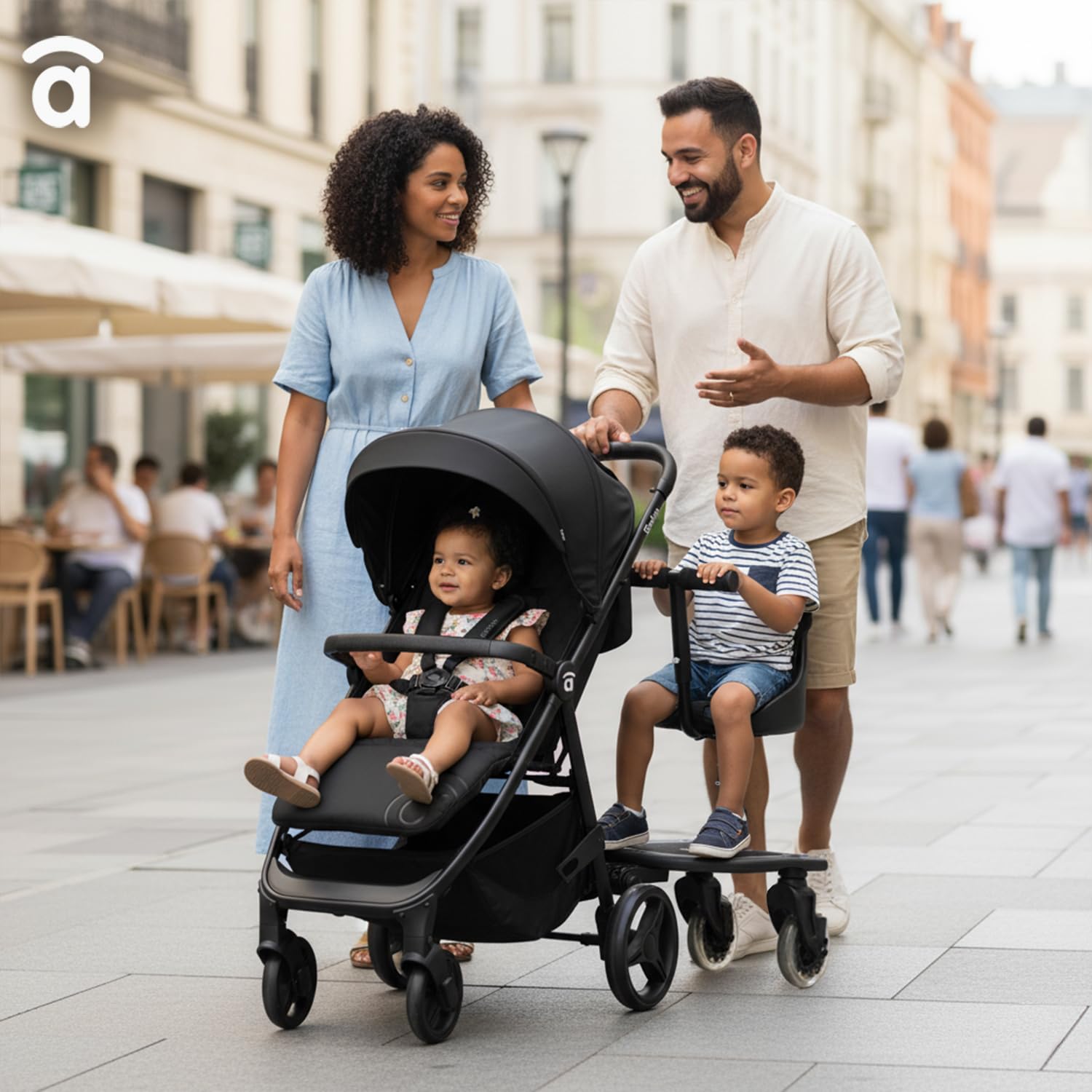 Asalvo Buggy Board - Monopattino con sedile per passeggino, passeggino, passeggino, passeggino, passeggino, universale, Buggy Board per il secondo bambino, accessorio per bambini da 1 a 7 anni (25 kg)