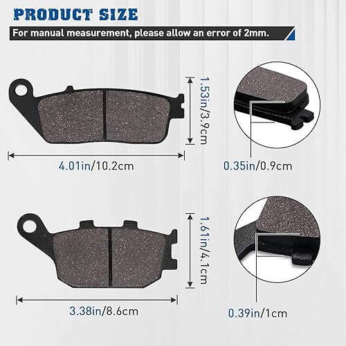 Miniatura 2 de Pastillas de freno delanteras y traseras para Kawasaki 650 Z650 ER 650 2017-2020 Z750 ZR 750 2007-2011 KLE650 Versys 650 2016-2020 para Honda 600